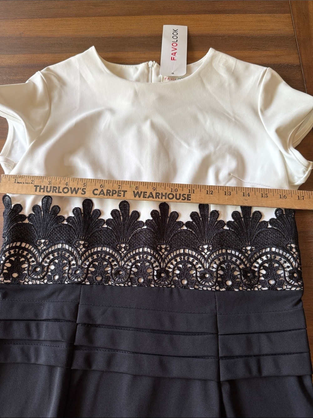 Favolook Black and White Lace-Trim Midi Sheath Dress Size XL - Picture 6 of 7